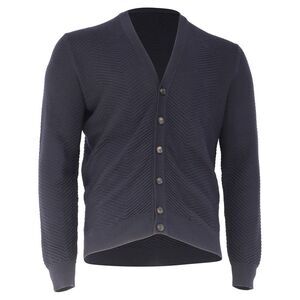 Ermenegildo Zegna Knitted Buttoned Cardigan in Navy Blue Wool